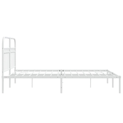 Bedframe met hoofdbord metaal wit 140x190 cm