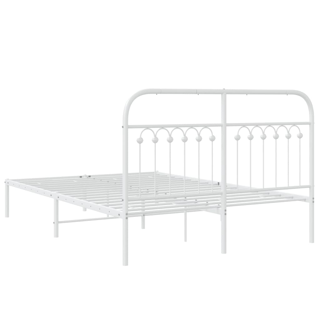 Bedframe met hoofdbord metaal wit 140x190 cm