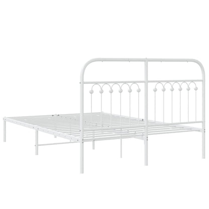 Bedframe met hoofdbord metaal wit 140x190 cm