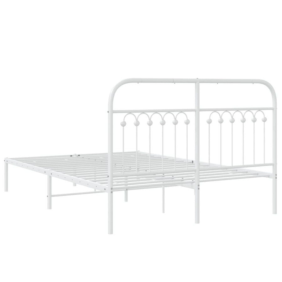 Bedframe met hoofdbord metaal wit 140x190 cm