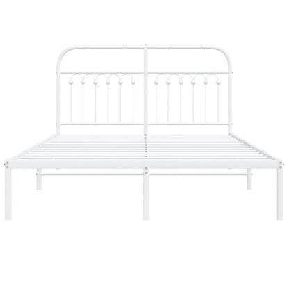 Bedframe met hoofdbord metaal wit 140x200 cm