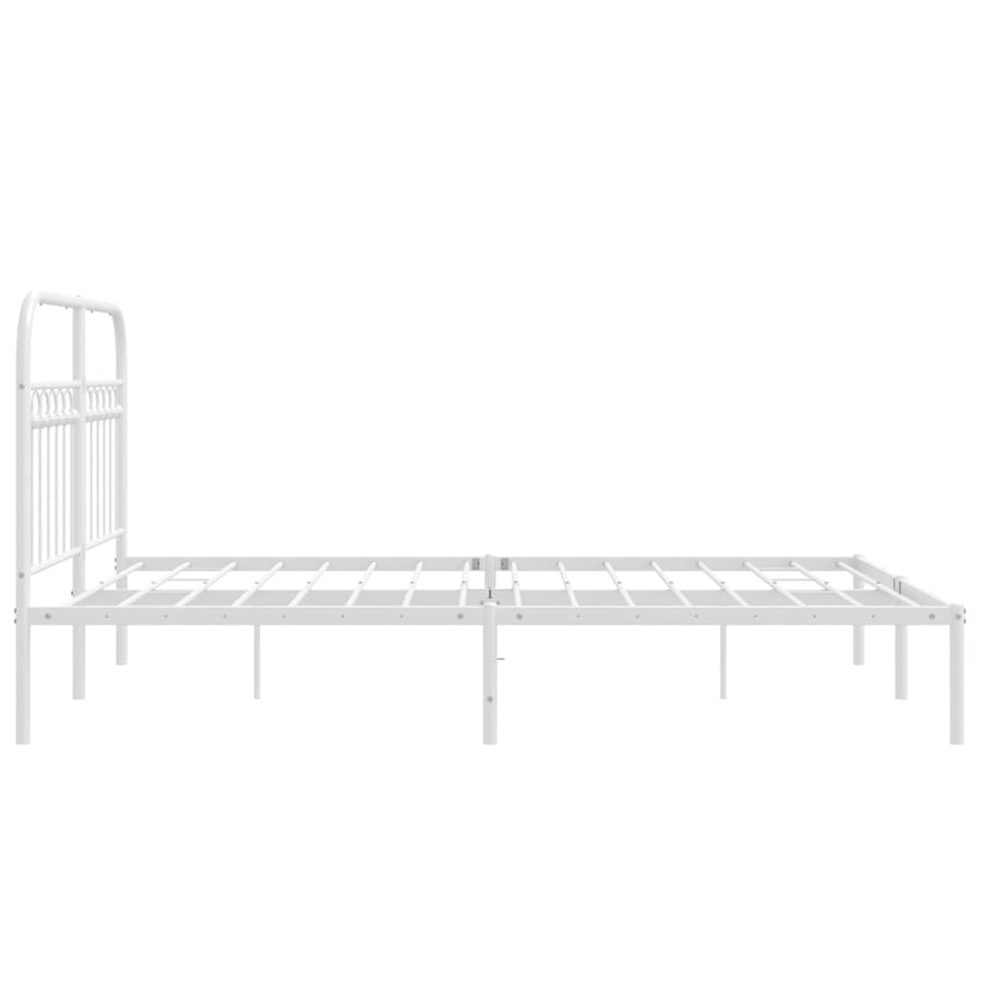Bedframe met hoofdbord metaal wit 140x200 cm