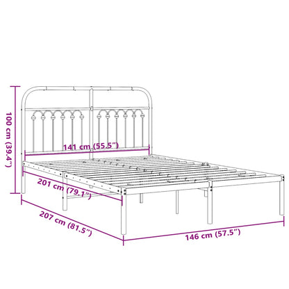 Bedframe met hoofdbord metaal wit 140x200 cm