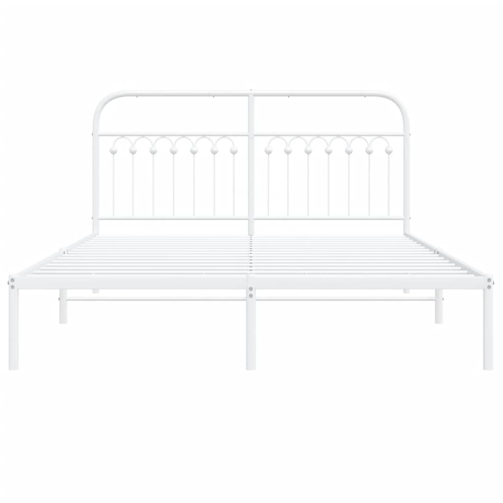Bedframe met hoofdbord metaal wit 150x200 cm
