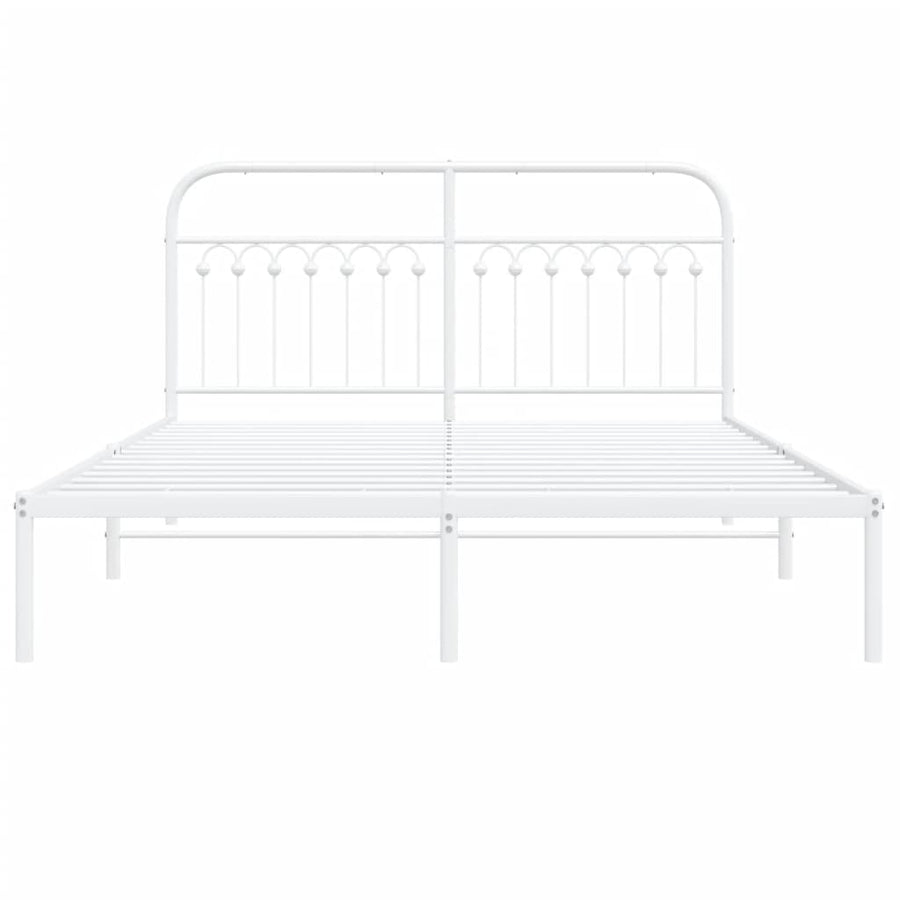 Bedframe met hoofdbord metaal wit 150x200 cm