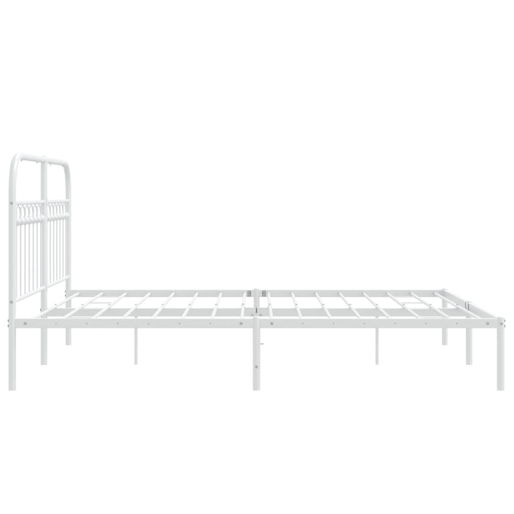 Bedframe met hoofdbord metaal wit 150x200 cm