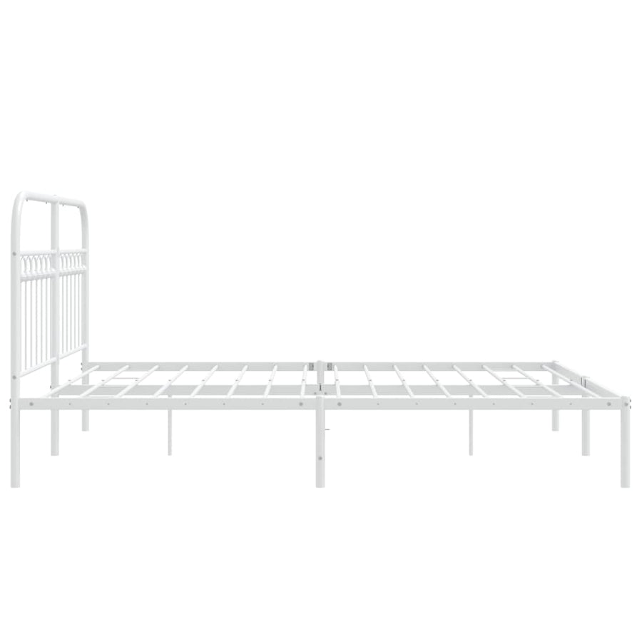 Bedframe met hoofdbord metaal wit 150x200 cm