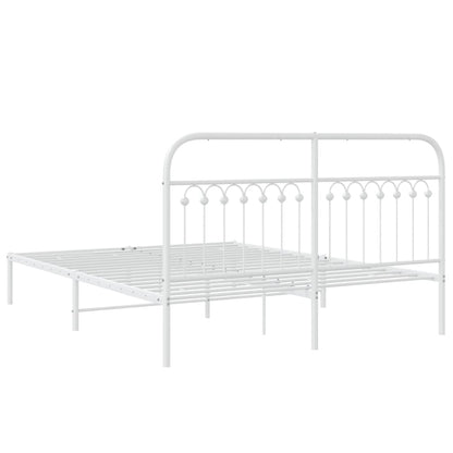 Bedframe met hoofdbord metaal wit 150x200 cm
