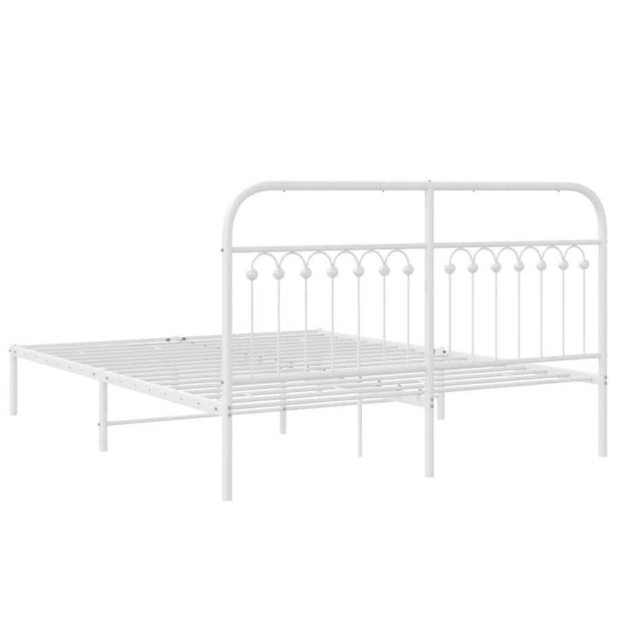 Bedframe met hoofdbord metaal wit 150x200 cm