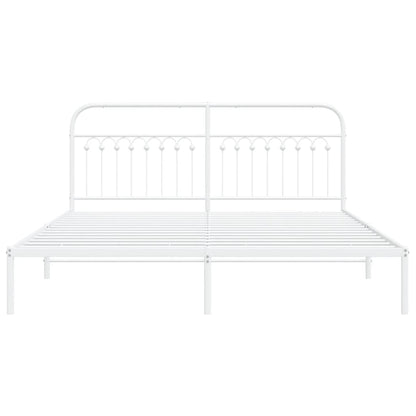 Bedframe met hoofdbord metaal wit 183x203 cm