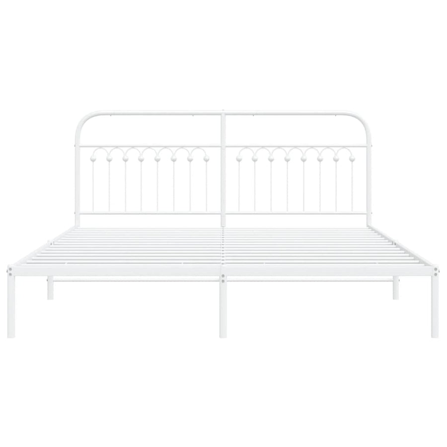 Bedframe met hoofdbord metaal wit 183x203 cm