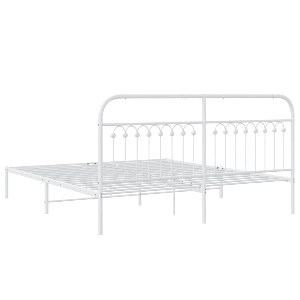Bedframe met hoofdbord metaal wit 183x203 cm