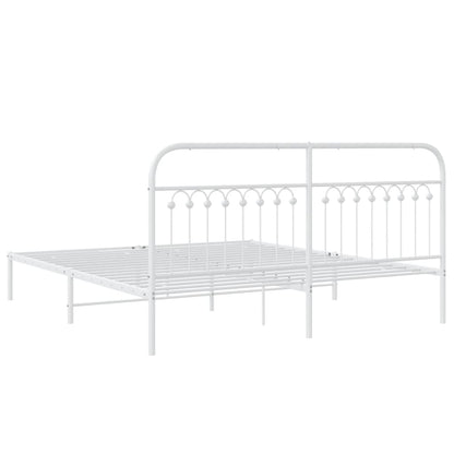 Bedframe met hoofdbord metaal wit 183x203 cm