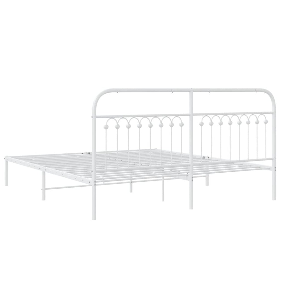Bedframe met hoofdbord metaal wit 183x203 cm