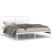 Bedframe metaal wit 183x203 cm met hoofdbord
