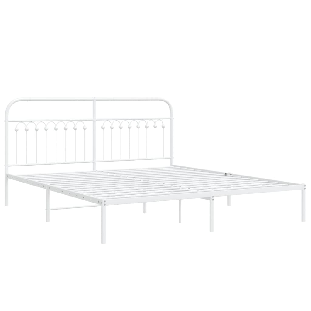 Bedframe met hoofdbord metaal wit 183x213 cm