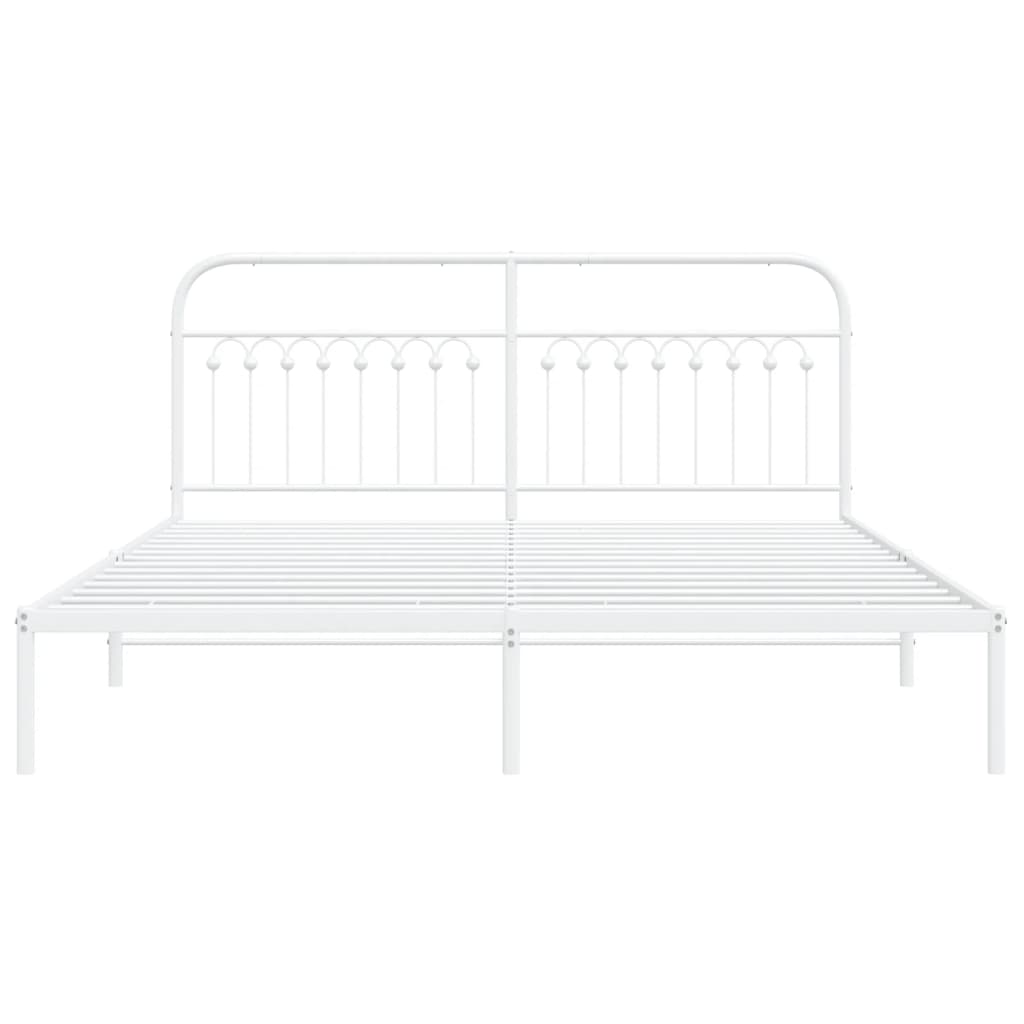 Bedframe met hoofdbord metaal wit 183x213 cm