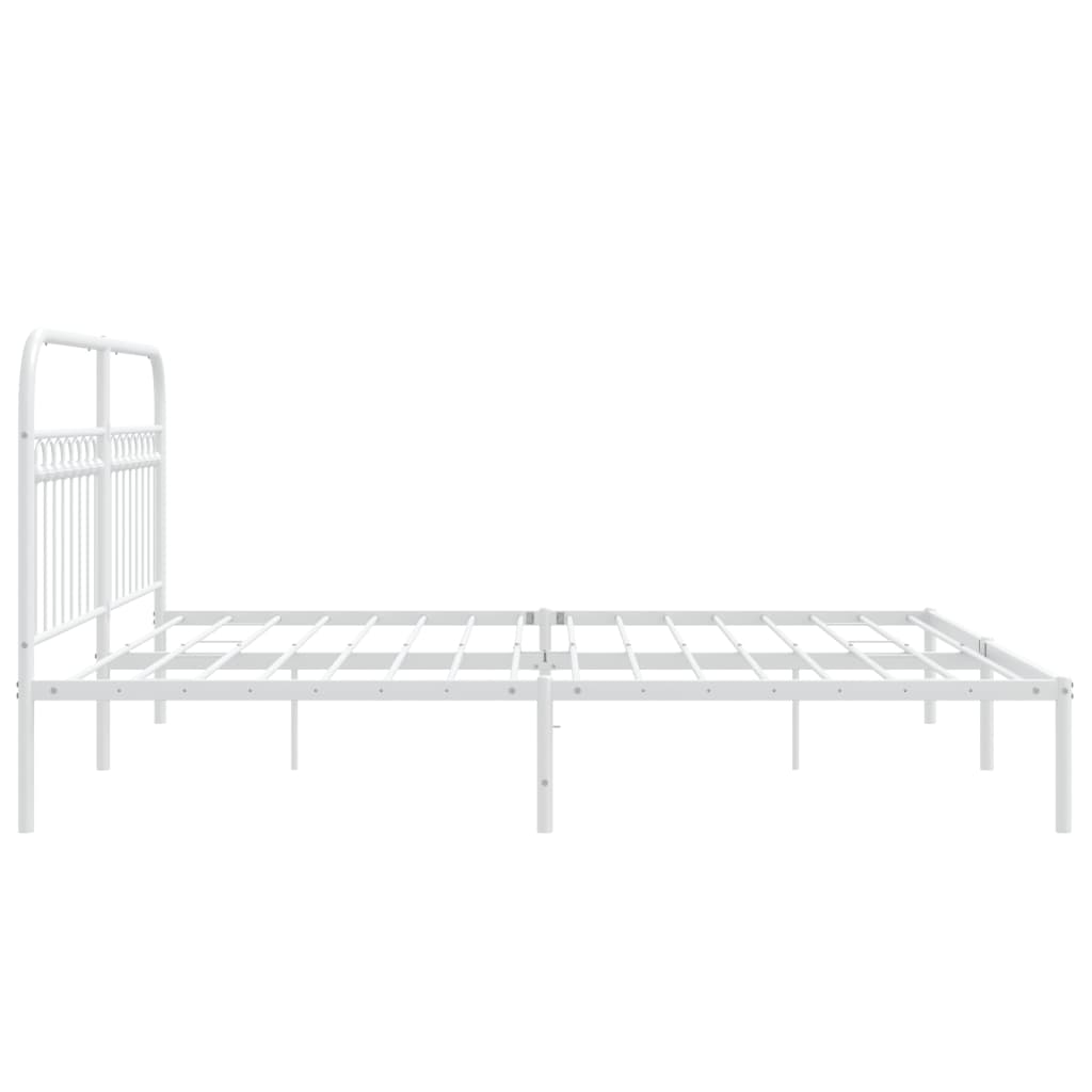 Bedframe met hoofdbord metaal wit 183x213 cm