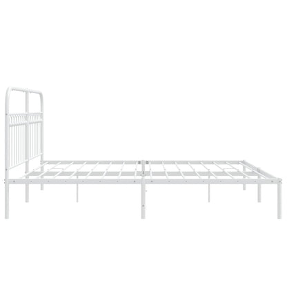 Bedframe met hoofdbord metaal wit 183x213 cm