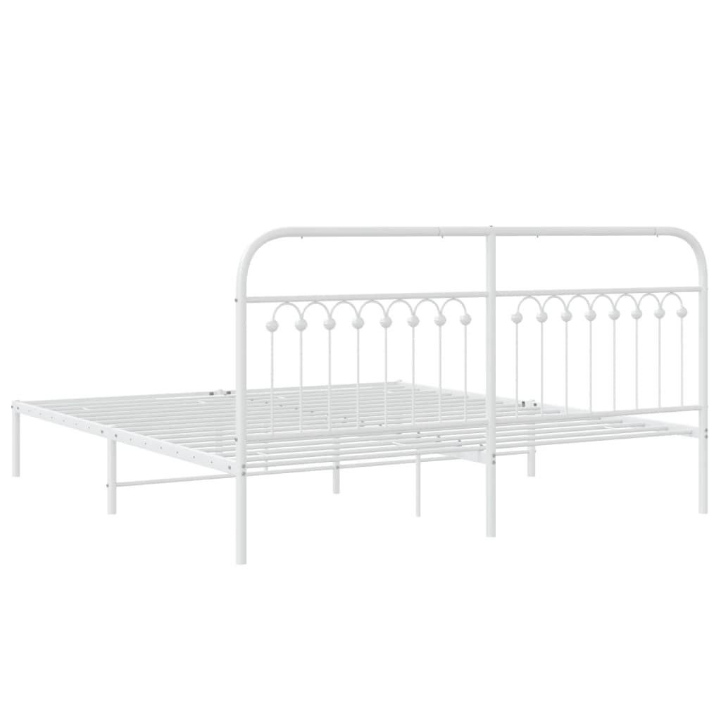 Bedframe met hoofdbord metaal wit 183x213 cm