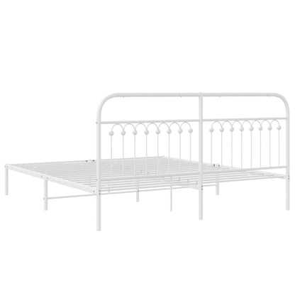 Bedframe met hoofdbord metaal wit 183x213 cm