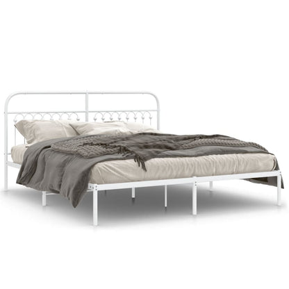 Bedframe met hoofdbord metaal wit 183x213 cm