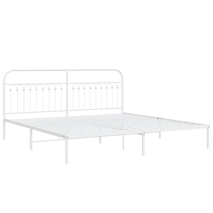 Bedframe met hoofdbord metaal wit 193x203 cm