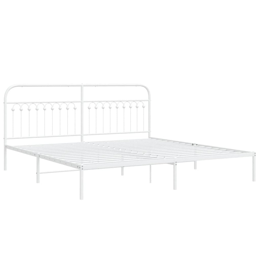 Bedframe met hoofdbord metaal wit 193x203 cm