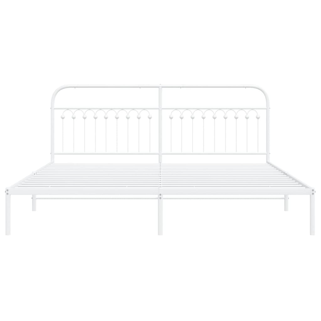 Bedframe met hoofdbord metaal wit 193x203 cm