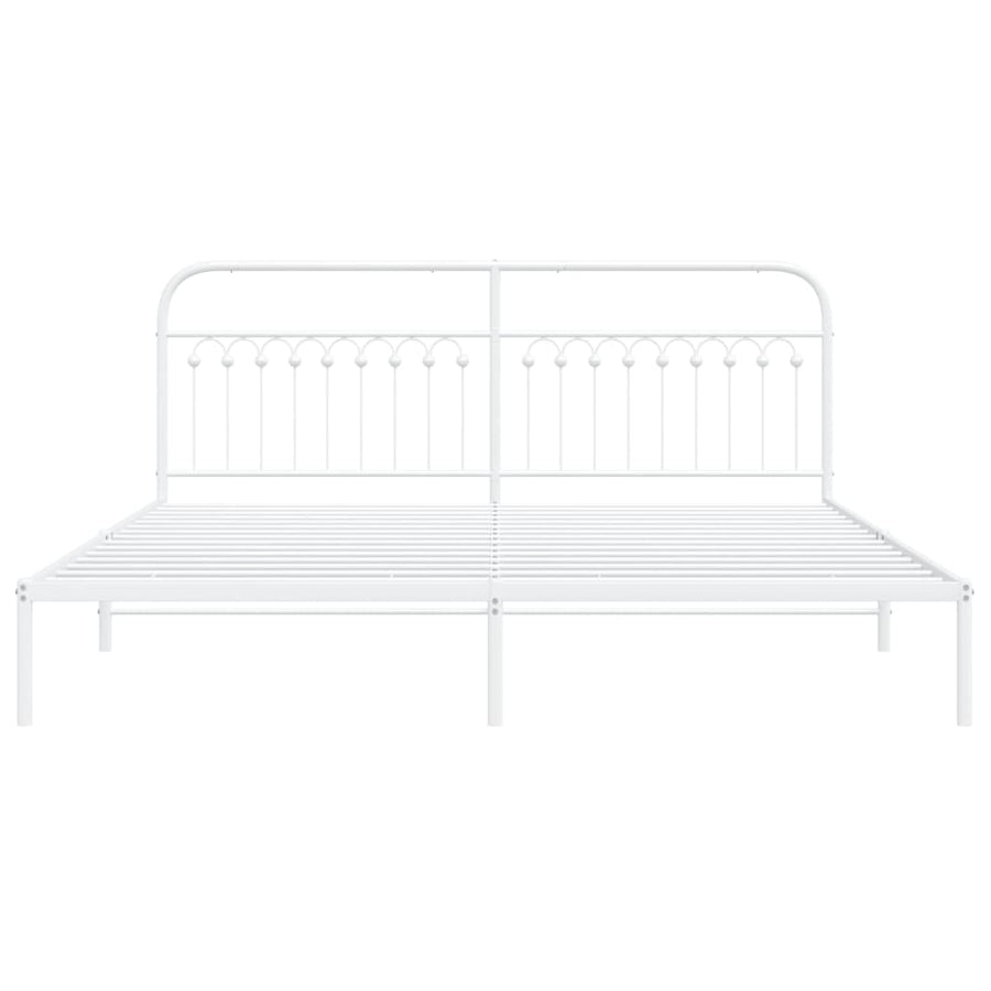 Bedframe met hoofdbord metaal wit 193x203 cm