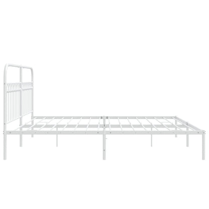 Bedframe met hoofdbord metaal wit 193x203 cm