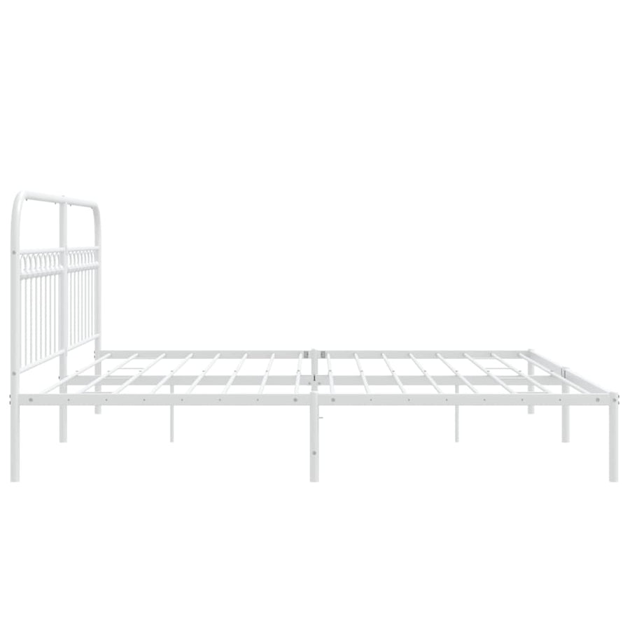Bedframe met hoofdbord metaal wit 193x203 cm