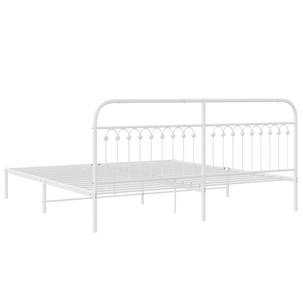 Bedframe met hoofdbord metaal wit 193x203 cm