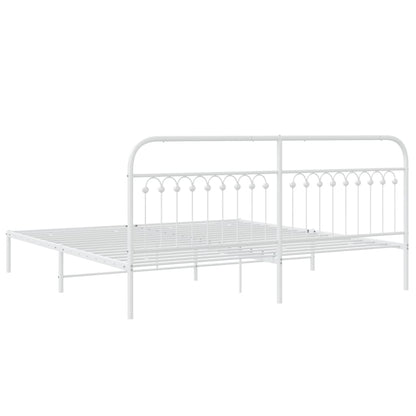 Bedframe met hoofdbord metaal wit 193x203 cm