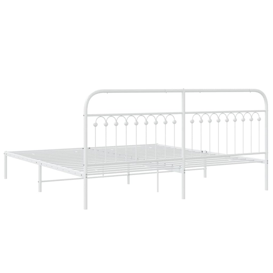 Bedframe met hoofdbord metaal wit 193x203 cm