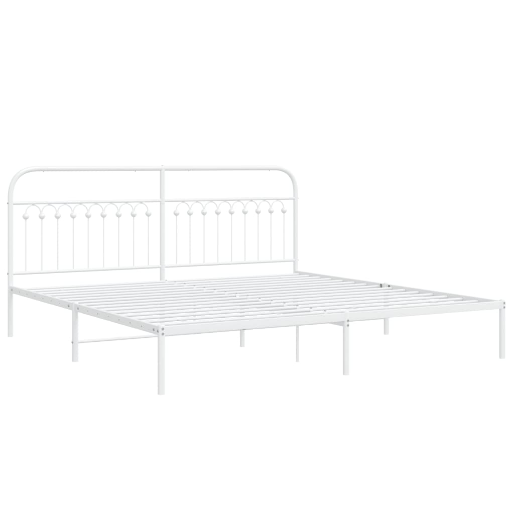 Bedframe met hoofdbord metaal wit 200x200 cm