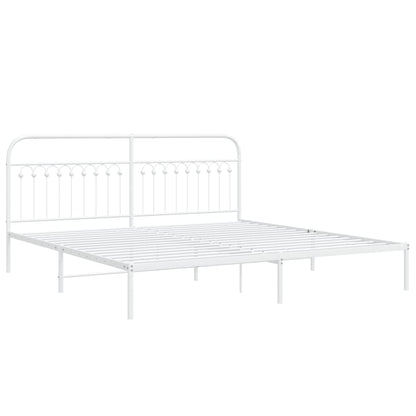Bedframe met hoofdbord metaal wit 200x200 cm