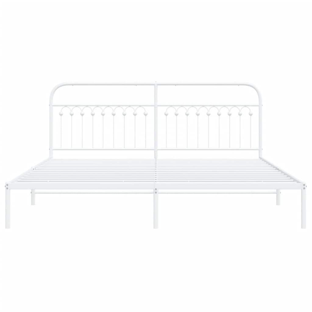 Bedframe met hoofdbord metaal wit 200x200 cm