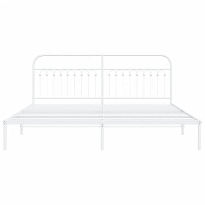 Bedframe met hoofdbord metaal wit 200x200 cm