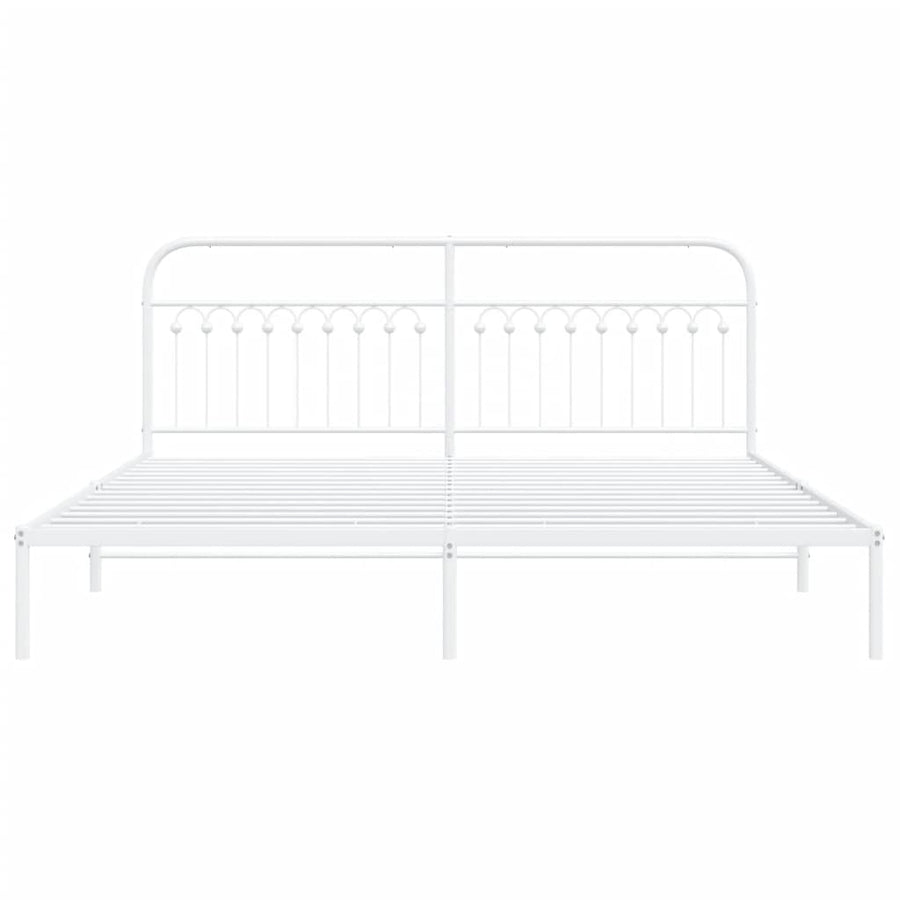 Bedframe met hoofdbord metaal wit 200x200 cm