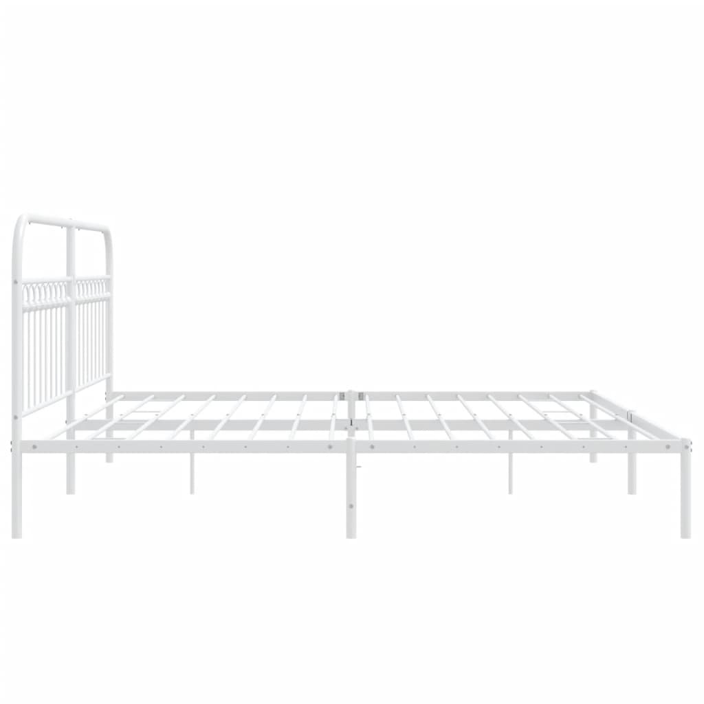 Bedframe met hoofdbord metaal wit 200x200 cm