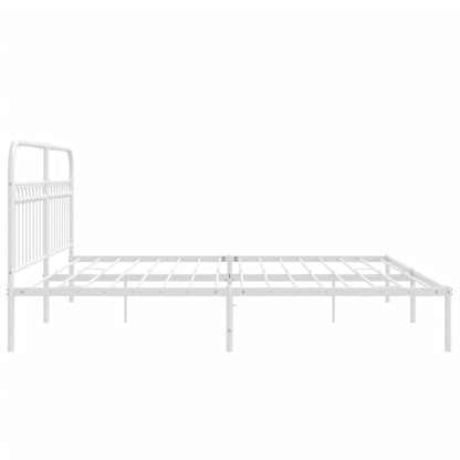 Bedframe met hoofdbord metaal wit 200x200 cm