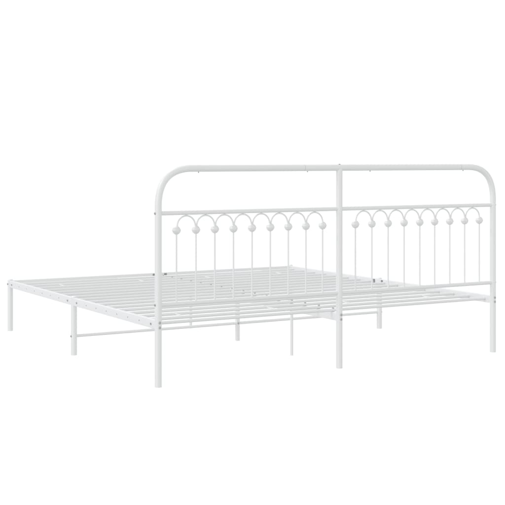 Bedframe met hoofdbord metaal wit 200x200 cm