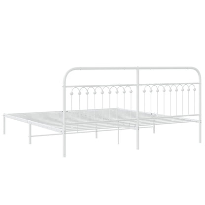 Bedframe met hoofdbord metaal wit 200x200 cm