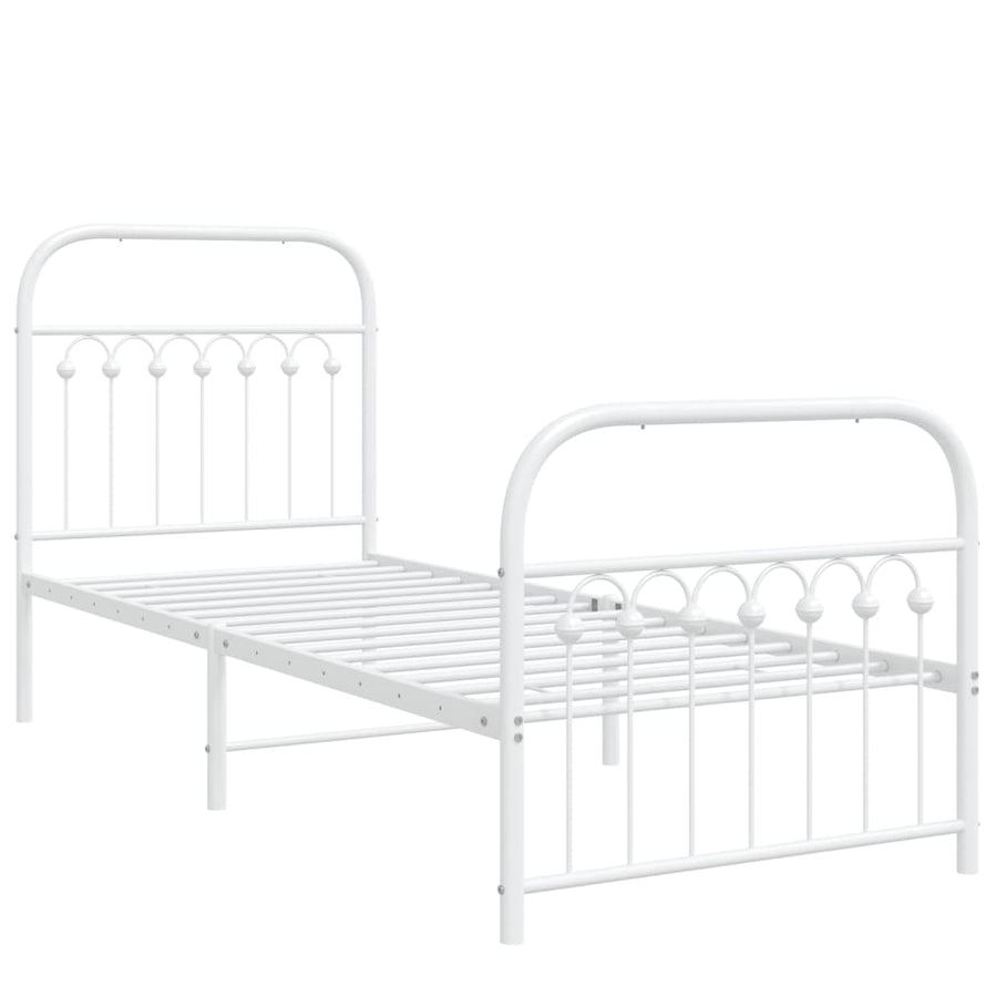 Bedframe met hoofd- en voeteneinde metaal wit 75x190 cm
