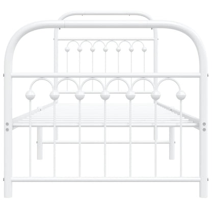 Bedframe met hoofd- en voeteneinde metaal wit 75x190 cm