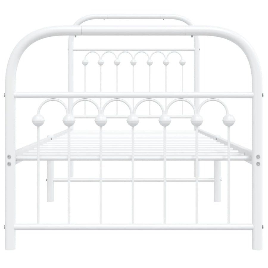 Bedframe met hoofd- en voeteneinde metaal wit 75x190 cm