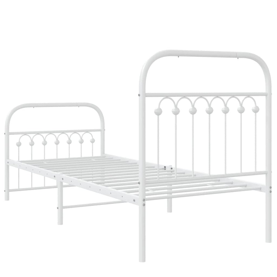 Bedframe met hoofd- en voeteneinde metaal wit 75x190 cm