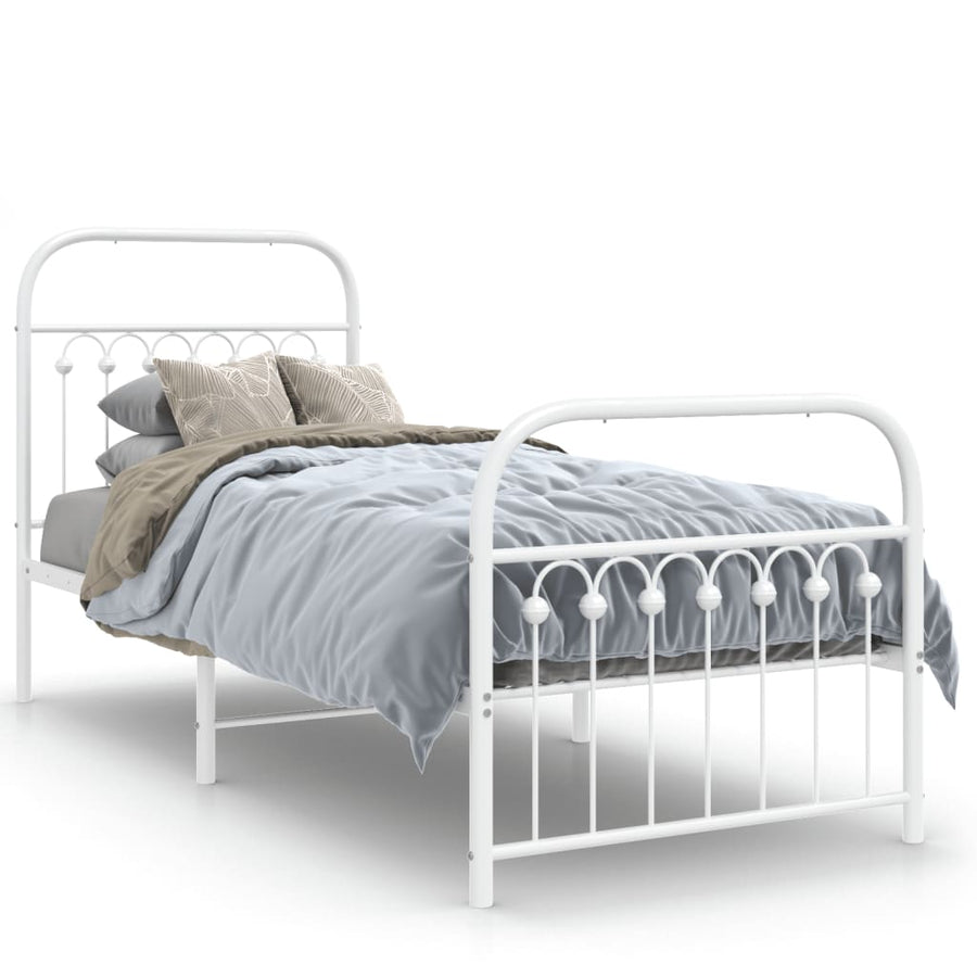 Bedframe met hoofd- en voeteneinde metaal wit 75x190 cm