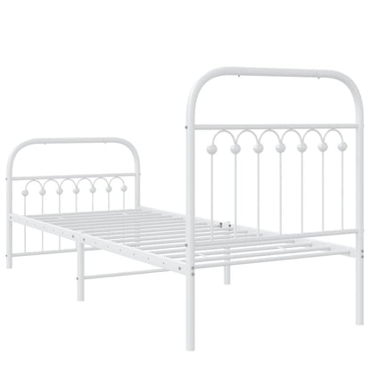 Bedframe met hoofd- en voeteneinde metaal wit 80x200 cm
